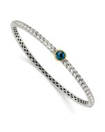 Caden Shey Couture Sterling Silver with 14K Accent London Blue Topaz Hinged Bangle