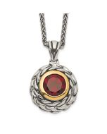 Timeless Sky Shey Couture Sterling Silver with 14K Accent 18 Inch Antiqued Round Garnet Necklace