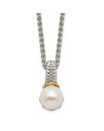 Spring Ridge Shey Couture Sterling Silver Rhodium-plated with 14K Accent 18 Inch 8-9mm Freshwater Cultured Pearl Necklace