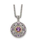  Maple Shey Couture Sterling Silver with 14K Accent 18 Inch Round Amethyst Necklace