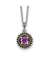 Dusk Garden Moonlit Aurora Shey Couture Sterling Silver with 14K Accent 18 Inch Antiqued Round Amethyst Necklace