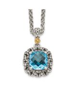 Soft Serenade Sculpted Mesa Shey Couture Sterling Silver with 14K Accent 18 Inch Antiqued Blue Topaz Necklace