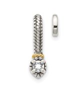 Shimmering Aria Autumn Sonata Shey Couture Sterling Silver Antiqued with 14k Accent Polished White Topaz Chain Slide Pendant