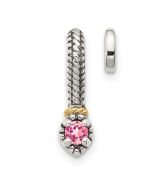 Regal Maple Autumn Valley Shey Couture Sterling Silver Antiqued with 14k Accent Polished Pink Tourmaline Chain Slide Pendant
