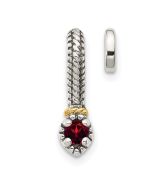 Sapphire Grove Bold Nova Shey Couture Sterling Silver Antiqued with 14k Accent Polished Garnet Chain Slide Pendant