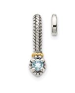 Whisper Echo Shey Couture Sterling Silver Antiqued with 14k Accent Polished Aquamarine Chain Slide Pendant