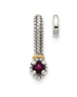 Sculpted Aurora Silver Brook Shey Couture Sterling Silver Antiqued with 14k Accent Polished Rhodolite Garnet Chain Slide Pendant