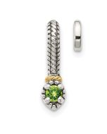 Sleek Camellia Soft Lily Shey Couture Sterling Silver Antiqued with 14k Accent Polished Peridot Chain Slide Pendant