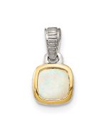 Majestic Meadow Whisper Grove Shey Couture Sterling Silver Rhodium-plated with 14k Accent Polished Cushion-cut Milky Opal Pendant