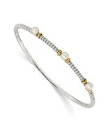 Valora Shey Couture Sterling Silver with 14K Accent 4.5mm Freshwater Cultured Button Pearl Slip-on Bangle Bracelet