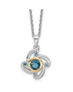 Golden Marigold Shey Couture Sterling Silver Rhodium-plated with 14K Accent .51London Blue Topaz / .08Swiss Blue Topaz 18 inch Necklace