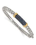 Rhea Shey Couture Sterling Silver Rhodium-plated with 14k Accent Sapphire Bangle Bracelet
