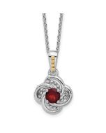 Lustrous Ridge Shey Couture Sterling Silver Rhodium-plated with 14k Accent Garnet 18 inch Necklace