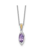 Crystal Star Shey Couture Sterling Silver Rhodium-plated with 14k Accent Marquise Amethyst Navette 18 inch with 2 inch Extension Necklace