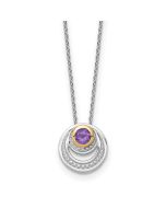 Emerald Rose Shey Couture Sterling Silver Rhodium-plated with 14k Accent Round Amethyst Swirl Circle 18 inch with 2 inch Extension Necklace