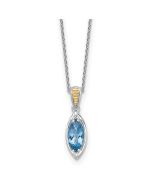 Moon Shey Couture Sterling Silver Rhodium-plated with 14k Accent Marquise London Blue Topaz Navette 18 inch with 2 inch Extension Necklace