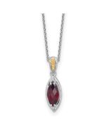 Graceful Sun Graceful Stream Shey Couture Sterling Silver Rhodium-plated with 14k Accent Marquise Garnet Navette 18 inch with 2 inch Extension Necklace