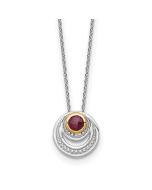 Twilight Camellia Shey Couture Sterling Silver Rhodium-plated with 14K Accent Round Garnet Swirl Circle 18 inch with 2 inch Extension Necklace