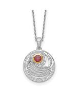 Sleek Aurora Shey Couture Sterling Silver Rhodium-plated with 14K Accent Round Garnet Swirl Circle 18 inch with 2 inch Extension Necklace