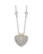 Sleek Meadow Dusk Ridge Shey Couture Sterling Silver Rhodium-plated with 14K Accent 18 Inch Diamond Vintage Heart Necklace