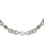 Iridescent Comet Satine Shey Couture Sterling Silver with 14K Accent 18.5 Inch Antiqued 8-8.5mm Freshwater Cultured Pearl Necklace