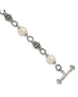 Maris Shey Couture Sterling Silver 8 Inch Antiqued 8-8.5mm Freshwater Cultured Pearl Bracelet