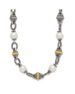 Velvet Violet Shey Couture Sterling Silver with 14K Accent 18 Inch Antiqued 8mm Freshwater Cultured Pearl Necklace