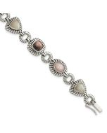 Evander Shey Couture Sterling Silver 7.75 Inch Antiqued Pink/Black/White Mother of Pearl Bracelet
