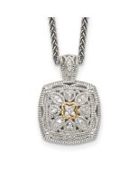 Velvet Elm Timeless Elm Shey Couture Sterling Silver Antiqued with 14K Accent 18 Inch Diamond Vintage Necklace