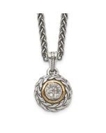 Bright Ridge Shey Couture Sterling Silver Antiqued with 14K Accent 18 Inch Diamond Round Pendant Necklace