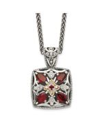 Soft Lily Autumn Valley Shey Couture Sterling Silver with 14K Accent 18 Inch Antiqued Diamond and Marquise Garnet Necklace