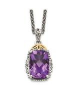 Twilight Grove Sleek Dahlia Shey Couture Sterling Silver with 14K Accent 18 Inch Antiqued Cushion Amethyst Necklace