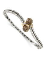 Isolde Shey Couture Sterling Silver with 14K Accent Antiqued Smoky Quartz and Diamond Bangle Bracelet