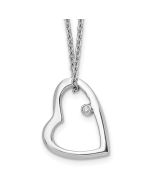 Starlit Comet Moonlit Harbor White Ice Sterling Silver Rhodium-plated 18 Inch Diamond Open Heart Necklace with 2 Inch Extender