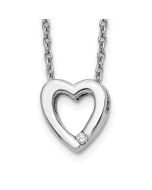 Modern Wren White Ice Sterling Silver Rhodium-plated Diamond 18 Inch Heart Necklace with 2 Inch Extender