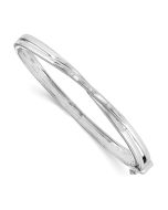Seraphine White Ice Sterling Silver Rhodium-plated Diamond Crossover  Bangle Bracelet