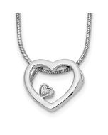 Shimmering Aurora White Ice Sterling Silver Rhodium-plated 18 Inch Diamond Open Heart Necklace with 2 Inch Extender
