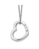 Clean Orchid White Ice Sterling Silver Rhodium-plated 18 Inch Diamond Open Heart Necklace with 2 Inch Extender