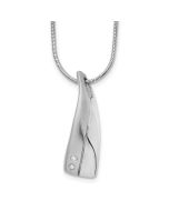 Bold Laurel Whisper Oak White Ice Sterling Silver Rhodium-plated Satin and Polished 18 Inch Diamond Necklace with 2 Inch Extender