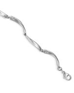Evander White Ice Sterling Silver Rhodium-plated Satin and Polished Diamond 7.5 Inch Bracelet with 1 Inch Extender