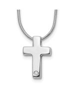 Delicate Prelude White Ice Sterling Silver Rhodium-plated 18 Inch Diamond Cross Necklace with 2 Inch Extender