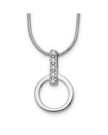 Twilight Aria White Ice Sterling Silver Rhodium-plated 18 Inch Open Circle Diamond Necklace with 2 Inch Extender