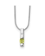 Warm Sky Dawn Harbor White Ice Sterling Silver Rhodium-plated 18 inch Diamond and Peridot Necklace with 2 inch Extender