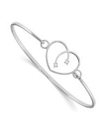 Evander White Ice Sterling Silver Rhodium-plated Diamond Heart Bangle