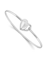 Evander White Ice Sterling Silver Rhodium-plated Diamond Heart Bangle Bracelet