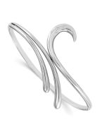 Thorne White Ice Sterling Silver Rhodium-plated Diamond Swirl Bangle Bracelet