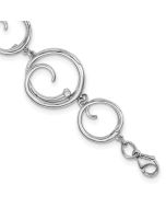 Mira White Ice Sterling Silver Rhodium-plated 7 Inch Diamond Swirl Bracelet with 1 Inch Extender