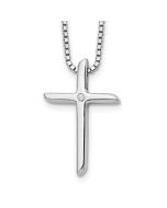 Ivory Solstice White Ice Sterling Silver Rhodium-plated 18 Inch Diamond Cross Necklace with 2 Inch Extender