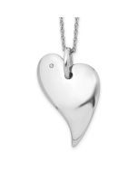 Quiet Maple Summer Orchid White Ice Sterling Silver Rhodium-plated 18 Inch Diamond Heart Necklace with 2 Inch Extender