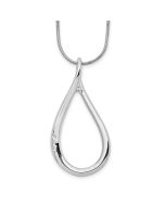 Sculpted Equinox Radiant Maple White Ice Sterling Silver Rhodium-plated 18 Inch Diamond Open Teardrop Necklace with 2 Inch Extender